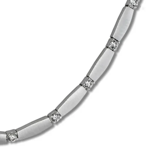 SilberDream Collier Kette matt Zirkonia weiß 925er Silber 45cm SDK447W