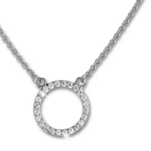 SilberDream Collier Kette Zirkonia rund weiß 925 Silber Damen 42-47cm SDK28642J