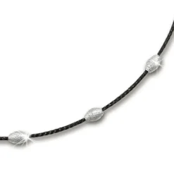 SilberDream Collier Kette Fantasie schwarz 925 Silber Damen 42-44cm SDK28242S