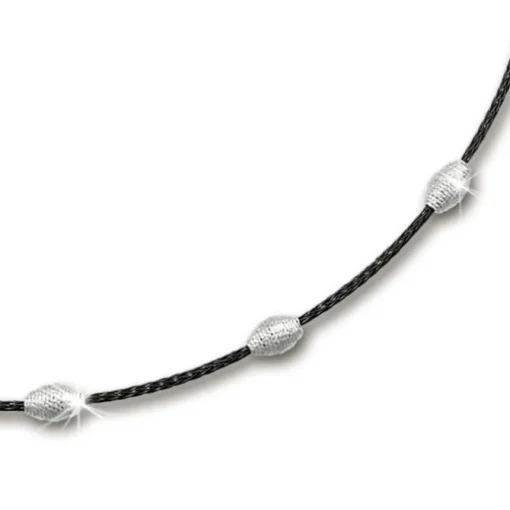 SilberDream Collier Kette Fantasie schwarz 925 Silber Damen 42-44cm SDK28242S