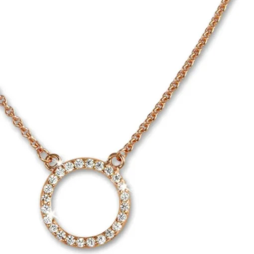 SilberDream Collier Kette rosevergoldet Zirkonia rund 925er Damen 45cm SDK28642E