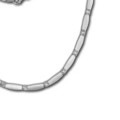 SilberDream Collier Kette matt Zirkonia weiß 925er Silber 45cm SDK447W
