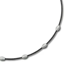 SilberDream Collier Kette Fantasie schwarz 925 Silber Damen 42-44cm SDK28242S
