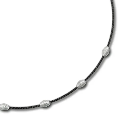 SilberDream Collier Kette Fantasie schwarz 925 Silber Damen 42-44cm SDK28242S
