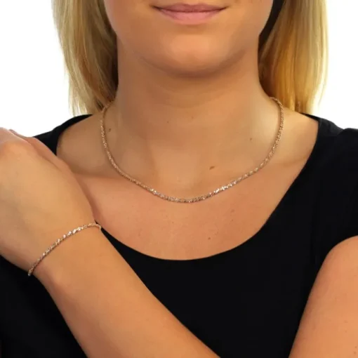 SilberDream Collier Kette gedreht rose vergoldet 925 Silber Damen 45cm SDK21645E