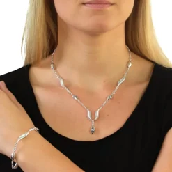 SilberDream Collier Kette Wave 925 Silber 45cm Halskette SDK410