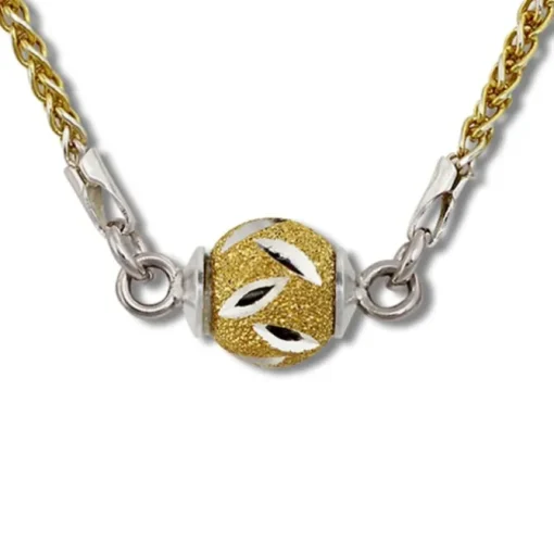 SilberDream Collier Kette Kugel Blatt vergoldet 925 Silber Damen 46cm SDK24146Y