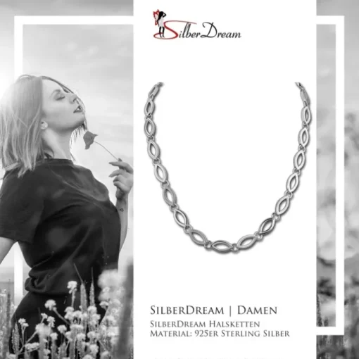SilberDream Collier Kette Oval 925er Silber 44cm Damen Halskette SDK466J
