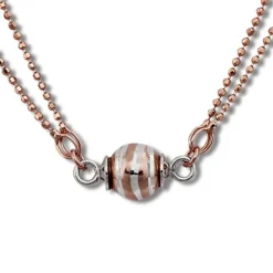 SilberDream Collier Kette Kugel Welle rose 925 Silber Damen 45cm SDK24745E