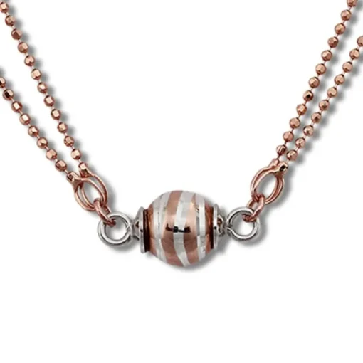 SilberDream Collier Kette Kugel Welle rose 925 Silber Damen 45cm SDK24745E