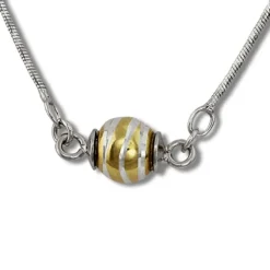 SilberDream Collier Kette Kugel Welle vergoldet 925 Silber Damen 45cm SDK24345Y