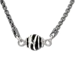 SilberDream Collier Kette Kugel Welle geschwärzt 925 Silber Damen 46cm SDK24446S