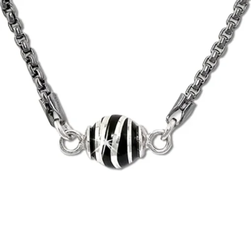 SilberDream Collier Kette Kugel Welle geschwärzt 925 Silber Damen 46cm SDK24446S