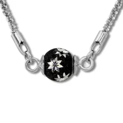 SilberDream Collier Kette Kugel Stern schwarz 925 Silber Damen 45cm SDK23945S