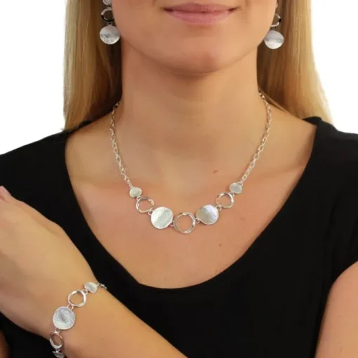 SilberDream Collier Kette mit matten Elementen 925 Silber 45cm SDK400