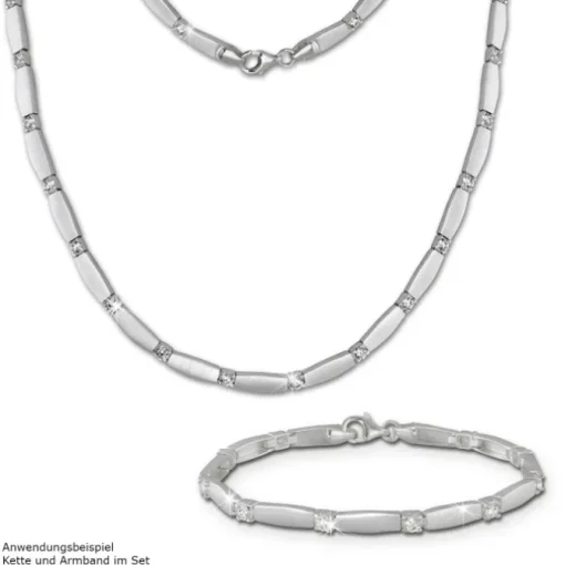 SilberDream Collier Kette matt Zirkonia weiß 925er Silber 45cm SDK447W