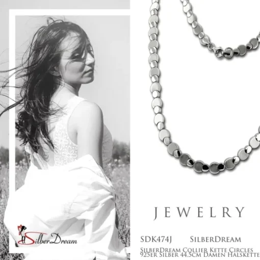 SilberDream Collier Kette Circles 925er Silber 44,5cm Damen Halskette SDK474J