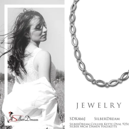 SilberDream Collier Kette Oval 925er Silber 44cm Damen Halskette SDK466J