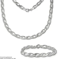 SilberDream Collier Kette Zopf 925er Silber 44,5cm Damen Halskette SDK438J