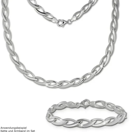 SilberDream Collier Kette Zopf 925er Silber 44,5cm Damen Halskette SDK438J