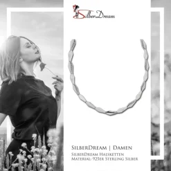 SilberDream Collier Kette Fantasie 925er Silber Zirkonia 45cm Damen SDK468W