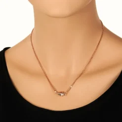 SilberDream Collier Kette Kugel Welle rose 925 Silber Damen 45cm SDK24745E