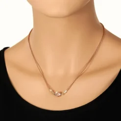 SilberDream Collier Kette Kugel Blatt rose 925 Silber Damen 46cm SDK24146E