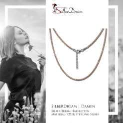 SilberDream Collier Kette Kugeln rose 925 Silber Damen 44cm-47cm SDK11045E