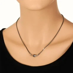 SilberDream Collier Kette Kugel Welle geschwärzt 925 Silber Damen 46cm SDK24446S