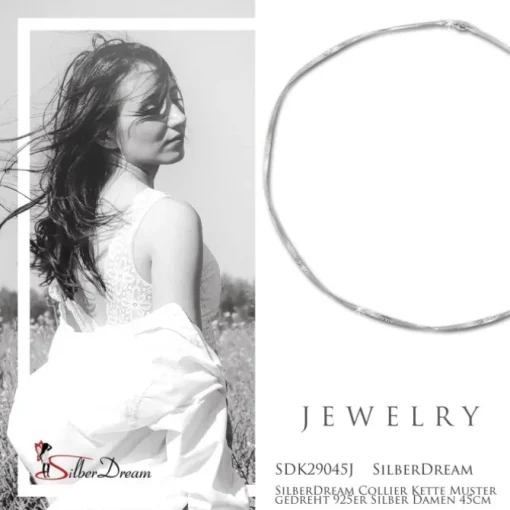 SilberDream Collier Kette Muster gedreht 925er Silber Damen 45cm SDK29045J