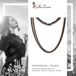 SilberDream Collier Kette gedreht rose vergoldet und geschwärzt 45cm SDK23745S
