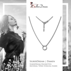 SilberDream Collier Kette Zirkonia rund weiß 925 Silber Damen 42-47cm SDK28642J