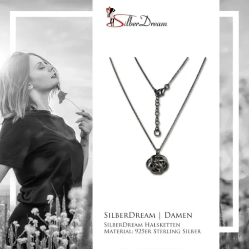 SilberDream Collier Kette Knoten geschwärzt 925 Silber Damen 44cm-47cm SDK11244S