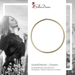 SilberDream Collier Kette Muster vergoldet und Silber 925er 45cm SDK22945T