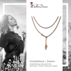 SilberDream Collier Kette Flügel rosevergoldet 925er Silber Damen 45cm SDK23445E