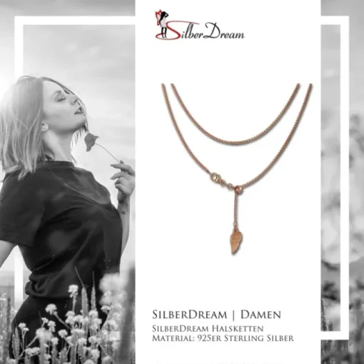 SilberDream Collier Kette Flügel rosevergoldet 925er Silber Damen 45cm SDK23445E