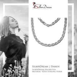 SilberDream Collier Kette Zopf 925er Silber 44,5cm Damen Halskette SDK438J