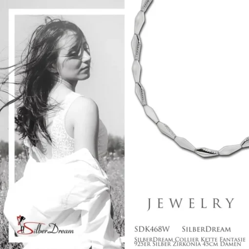 SilberDream Collier Kette Fantasie 925er Silber Zirkonia 45cm Damen SDK468W