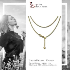SilberDream Collier Kette Herz vergoldet 925er Silber Damen 45cm SDK22645Y