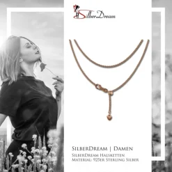 SilberDream Collier Kette Herz rose vergoldet 925er Silber Damen 45cm SDK22645E