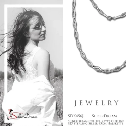 SilberDream Collier Kette Outline 925 Sterling Silber 45cm Halskette SDK456J