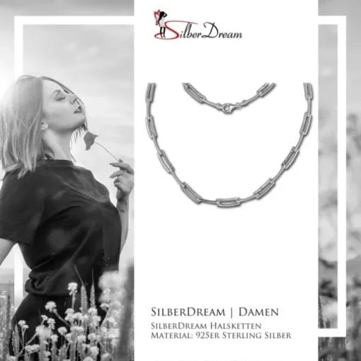 SilberDream Collier Kette diamantiert 925 Silber 44cm Halskette SDK442J
