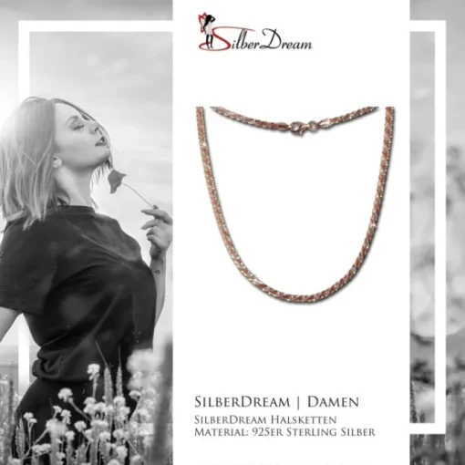 SilberDream Collier Kette gedreht rose vergoldet 925 Silber Damen 45cm SDK21645E