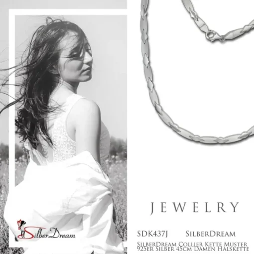 SilberDream Collier Kette Muster 925er Silber 45cm Damen Halskette SDK437J