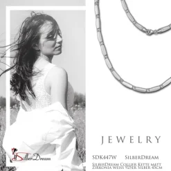 SilberDream Collier Kette matt Zirkonia weiß 925er Silber 45cm SDK447W