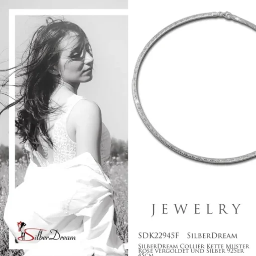 SilberDream Collier Kette Muster Rose vergoldet und Silber 925er 45cm SDK22945F