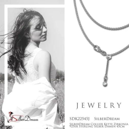 SilberDream Collier Kette Zirkonia 925er Sterling Silber Damen 45cm SDK22545J