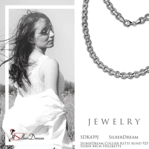SilberDream Collier Kette rund 925 Silber 44cm Halskette SDK439J