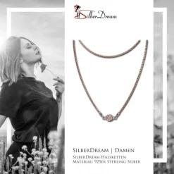 SilberDream Collier Kette Kugel Blumen rose 925 Silber Damen 45cm SDK24545E