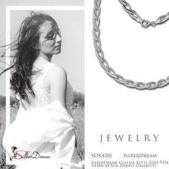 SilberDream Collier Kette Zopf 925er Silber 44,5cm Damen Halskette SDK438J